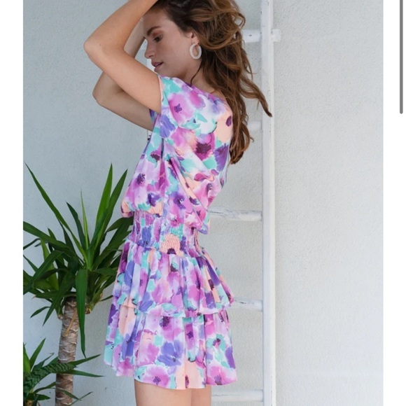 BTFL-life floral ruffled smocked mini dress - Picture 2 of 8